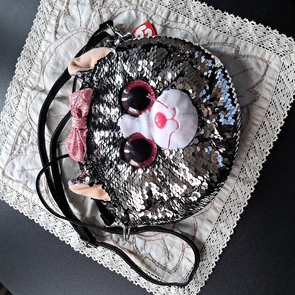 Cute Ty Kitty Cat Flip sequin purse - Picture 1 of 11